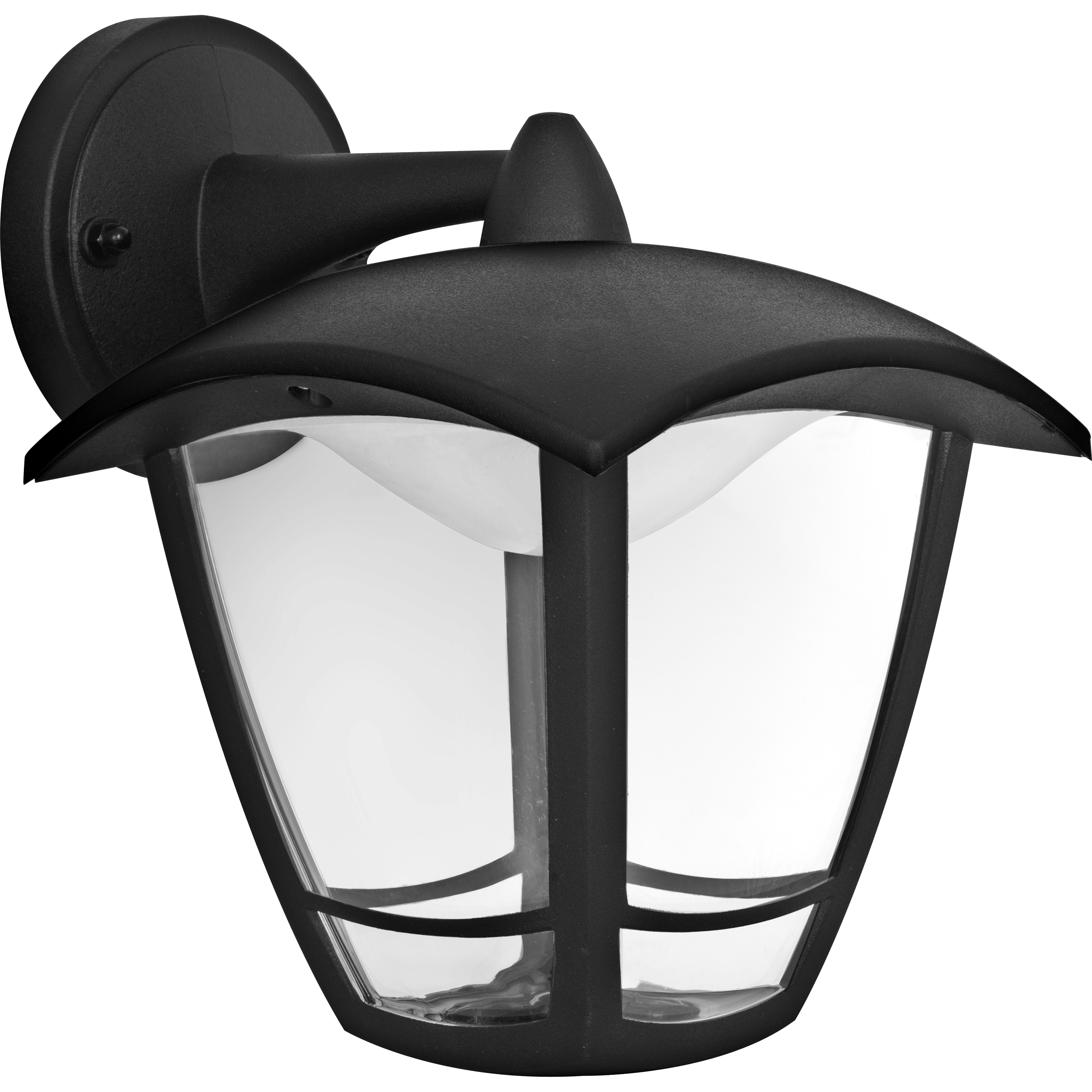EXTERIOR LED COACH LANTERN 4 PANEL TOP ARM 640LM 8W 4000K IP44 BLACK NON-PIR