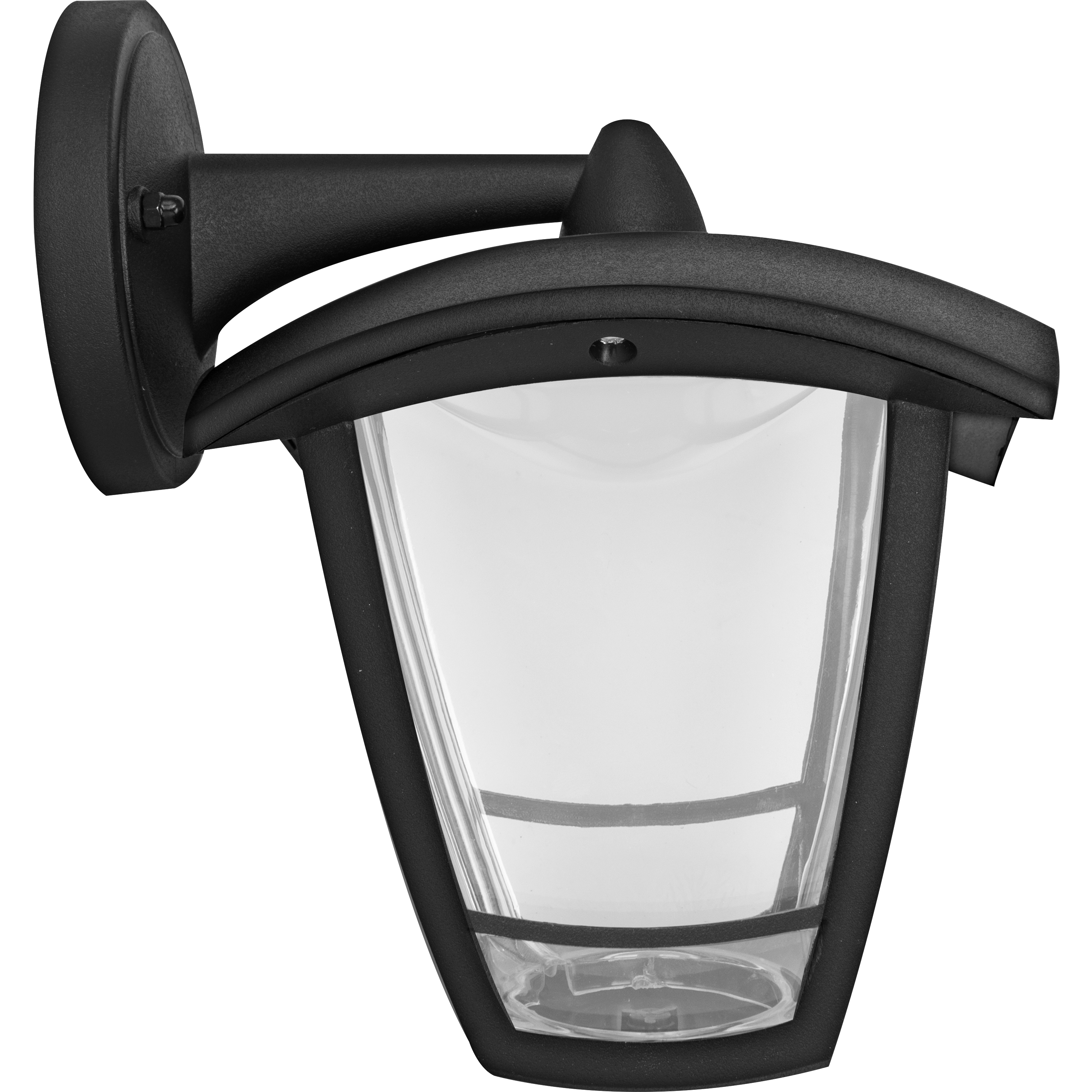 EXTERIOR LED COACH LANTERN 4 PANEL TOP ARM 640LM 8W 4000K IP44 BLACK NON-PIR