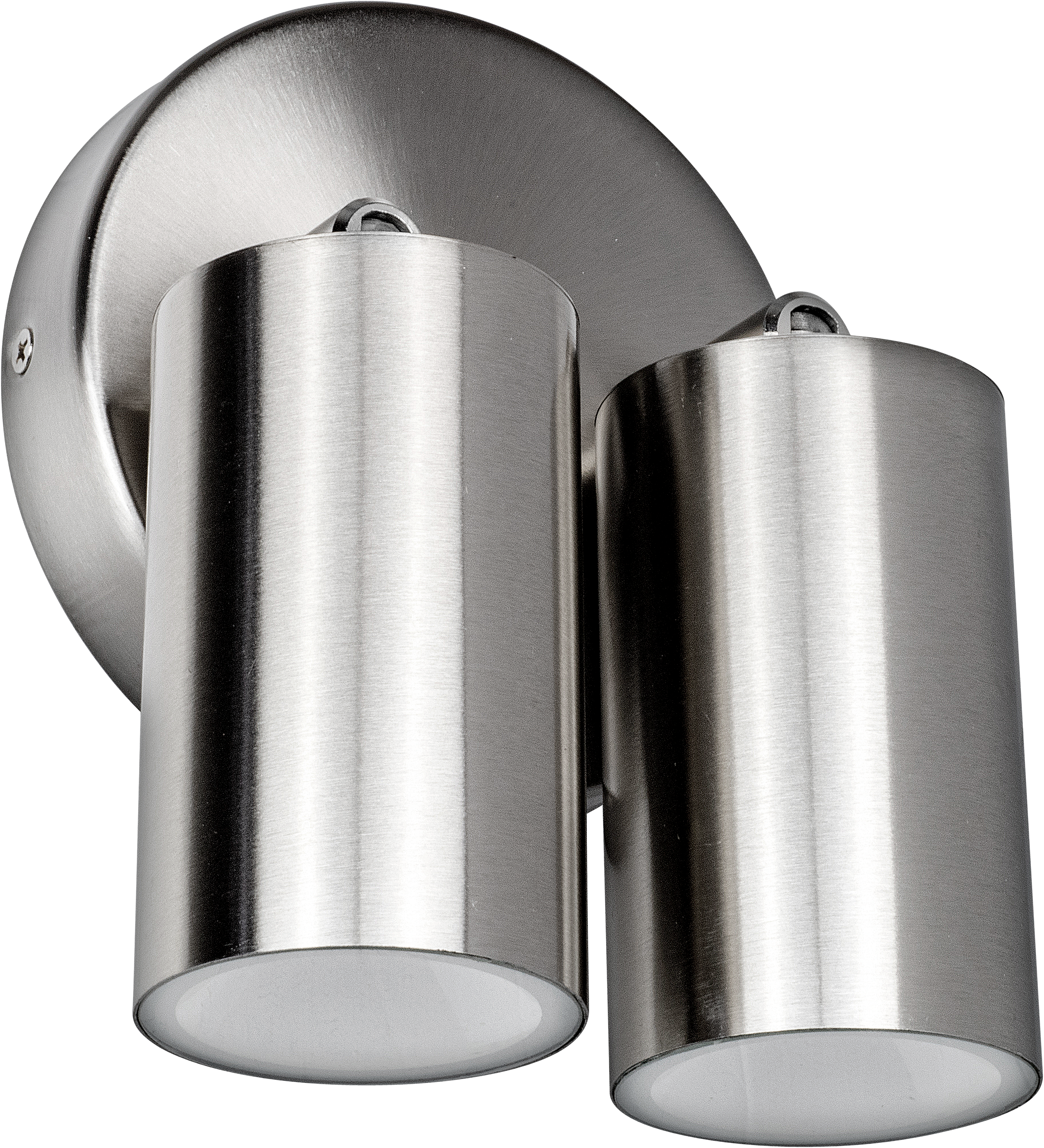 Stainless steel twin head adjustable wall light 500 lumens warm white colour temp