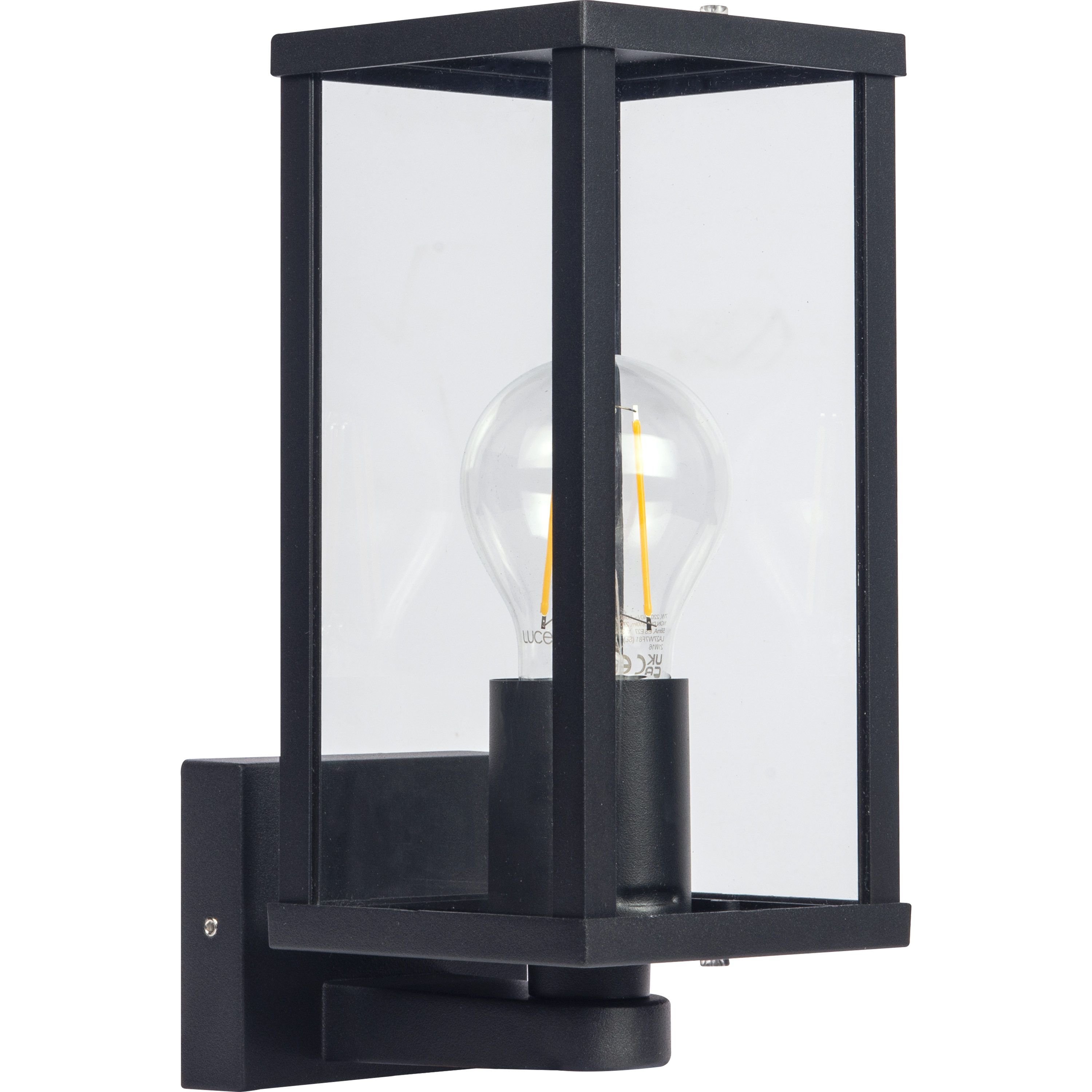 Exterior Decorative Wall Glass Lantern Top/Bottom Arm IP44 E27 Lamp included Black