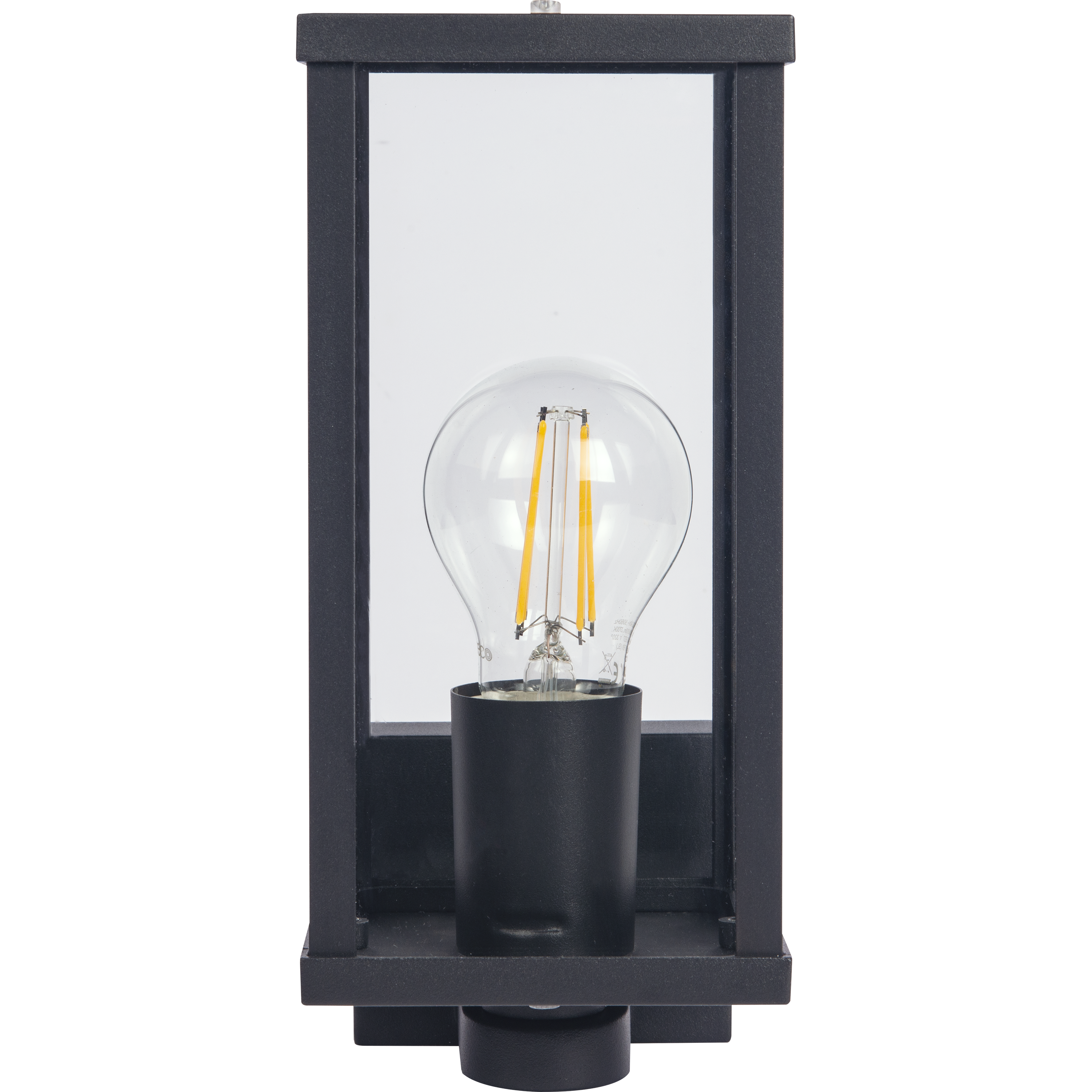 Exterior Decorative Wall Glass Lantern Top/Bottom Arm IP44 E27 Lamp included Black
