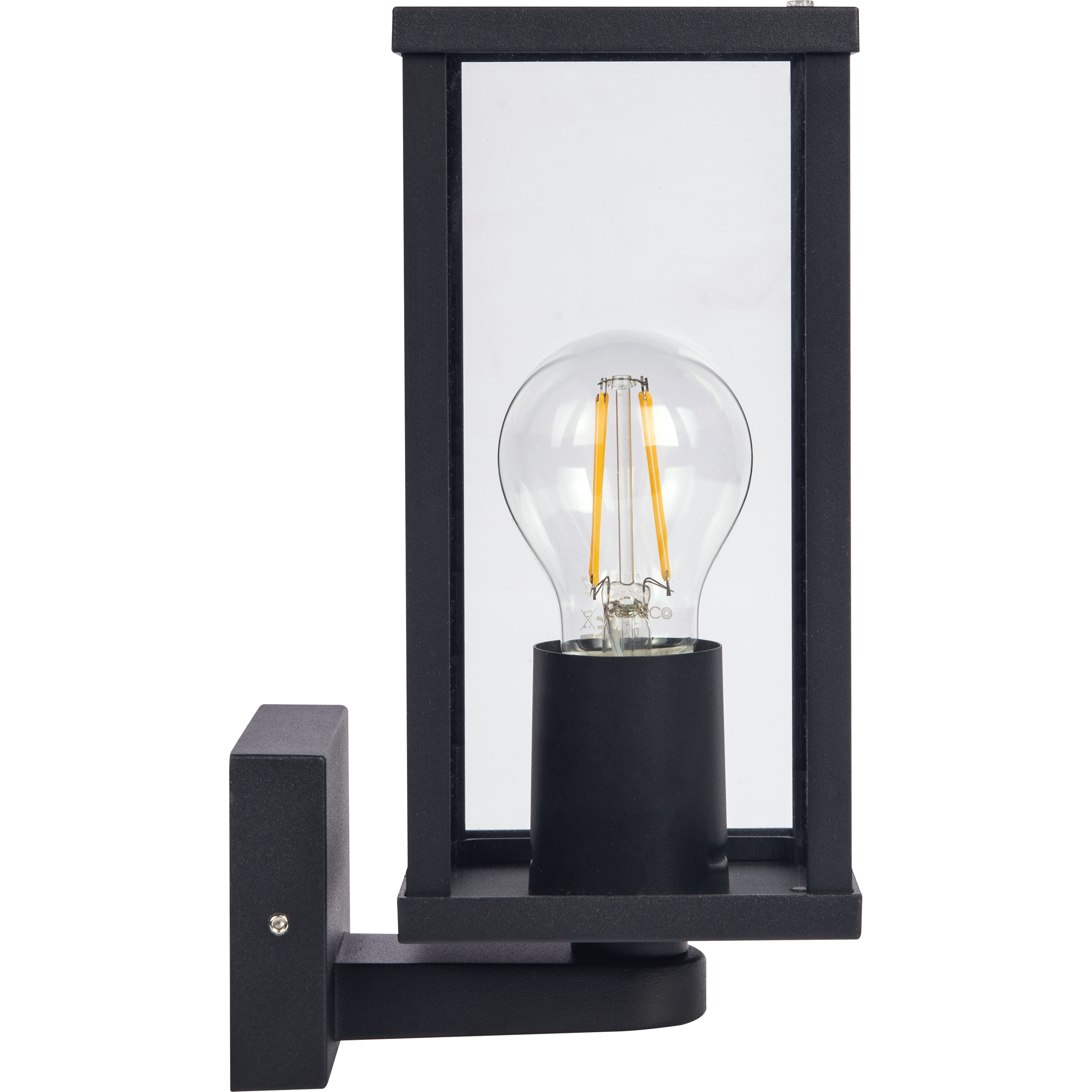 Exterior Decorative Wall Glass Lantern Top/Bottom Arm IP44 E27 Lamp included Black
