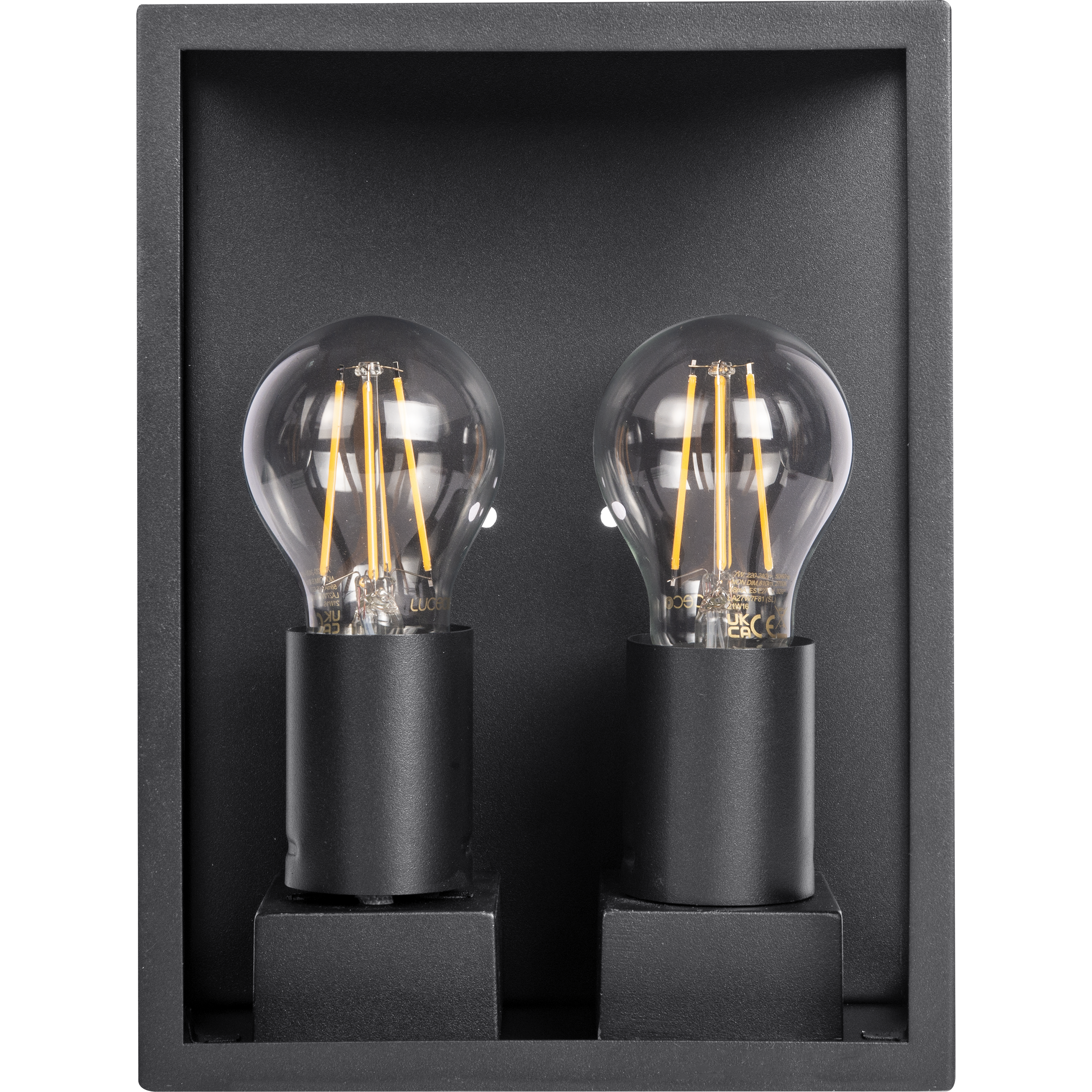 Exterior Decorative Wall Glass Lanten Twin IP44 E27 Lamp included Slate Grey