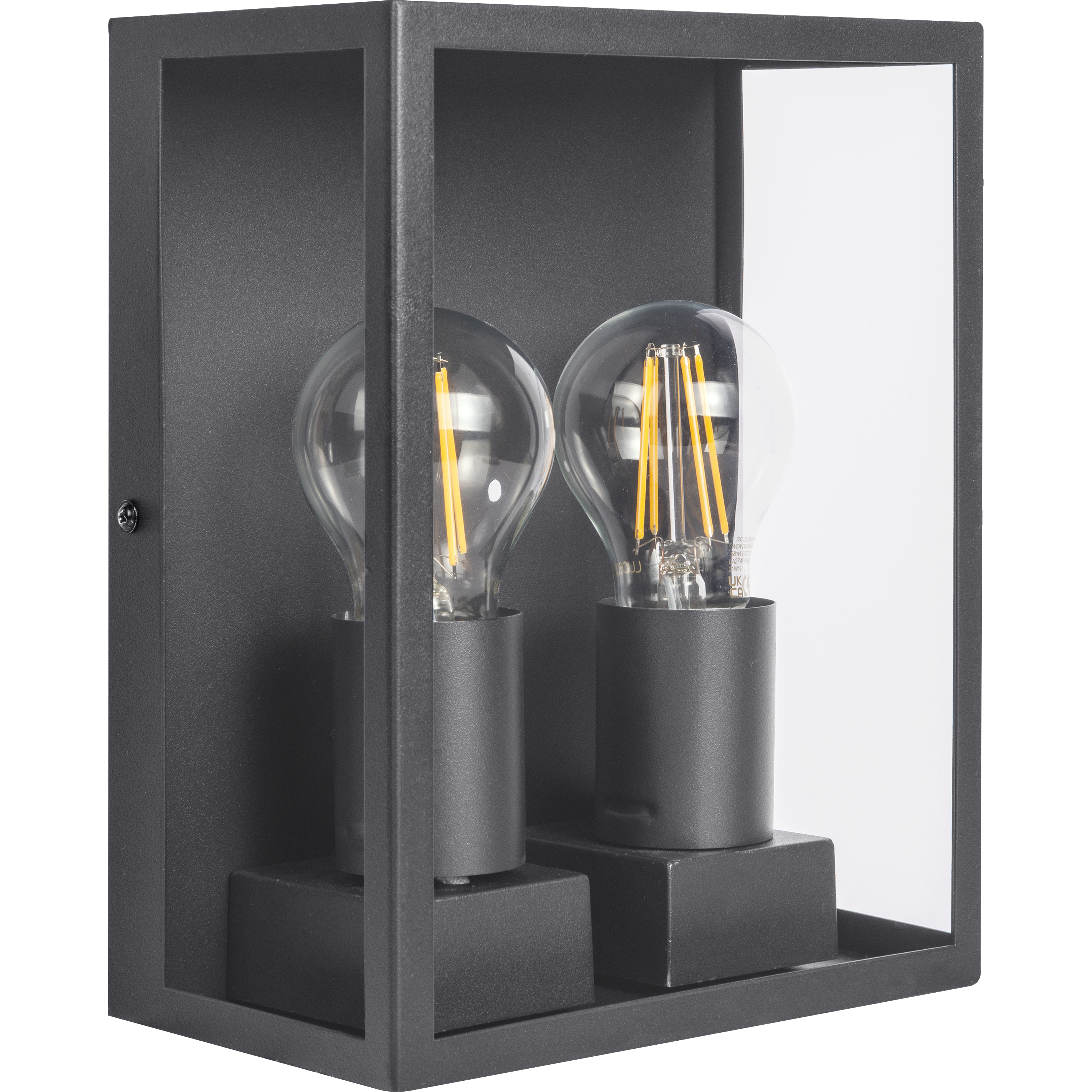 Exterior Decorative Wall Glass Lanten Twin IP44 E27 Lamp included Slate Grey