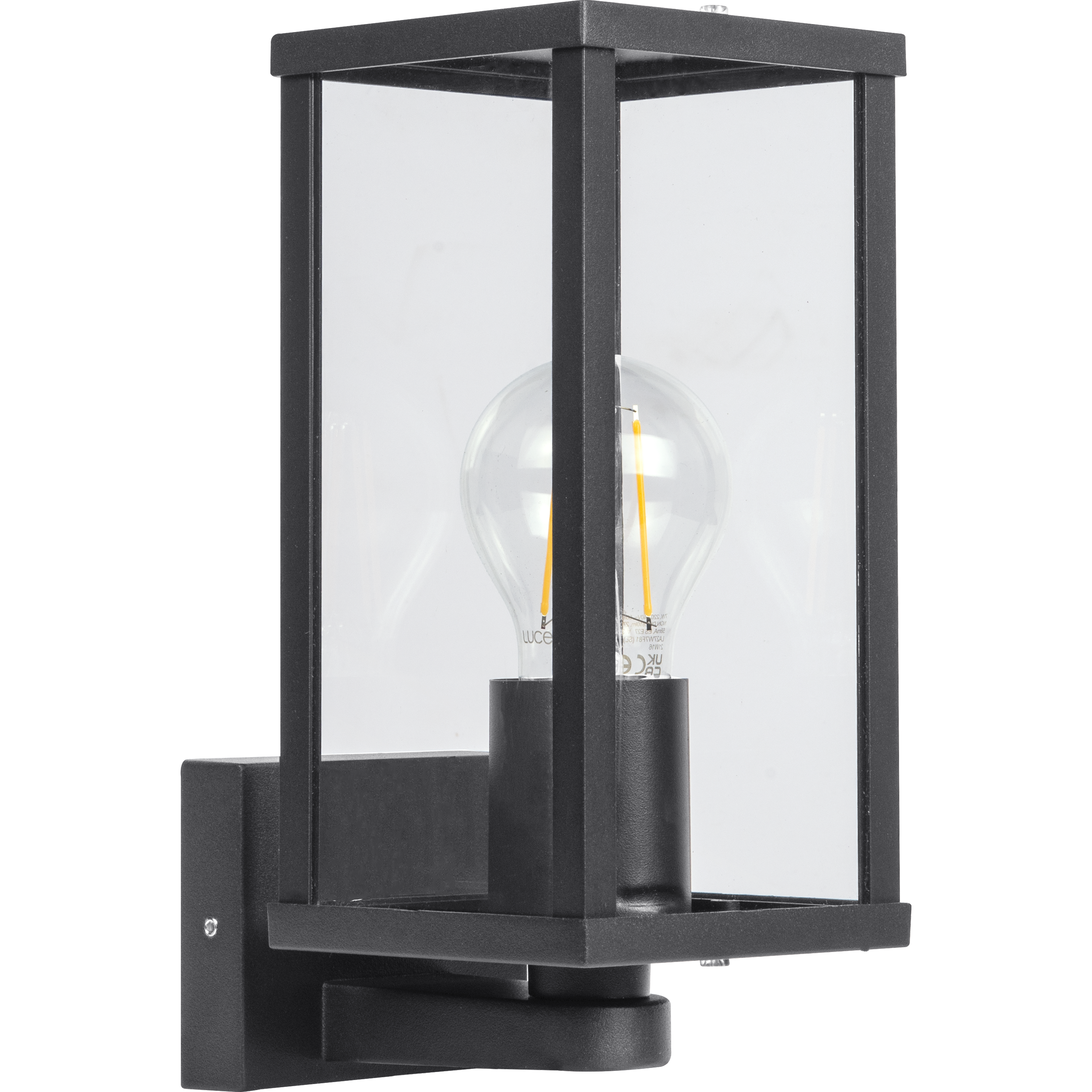 Exterior Decorative Wall Glass Lantern Top/Bottom Arm IP44 E27 Lamp included Slate Grey