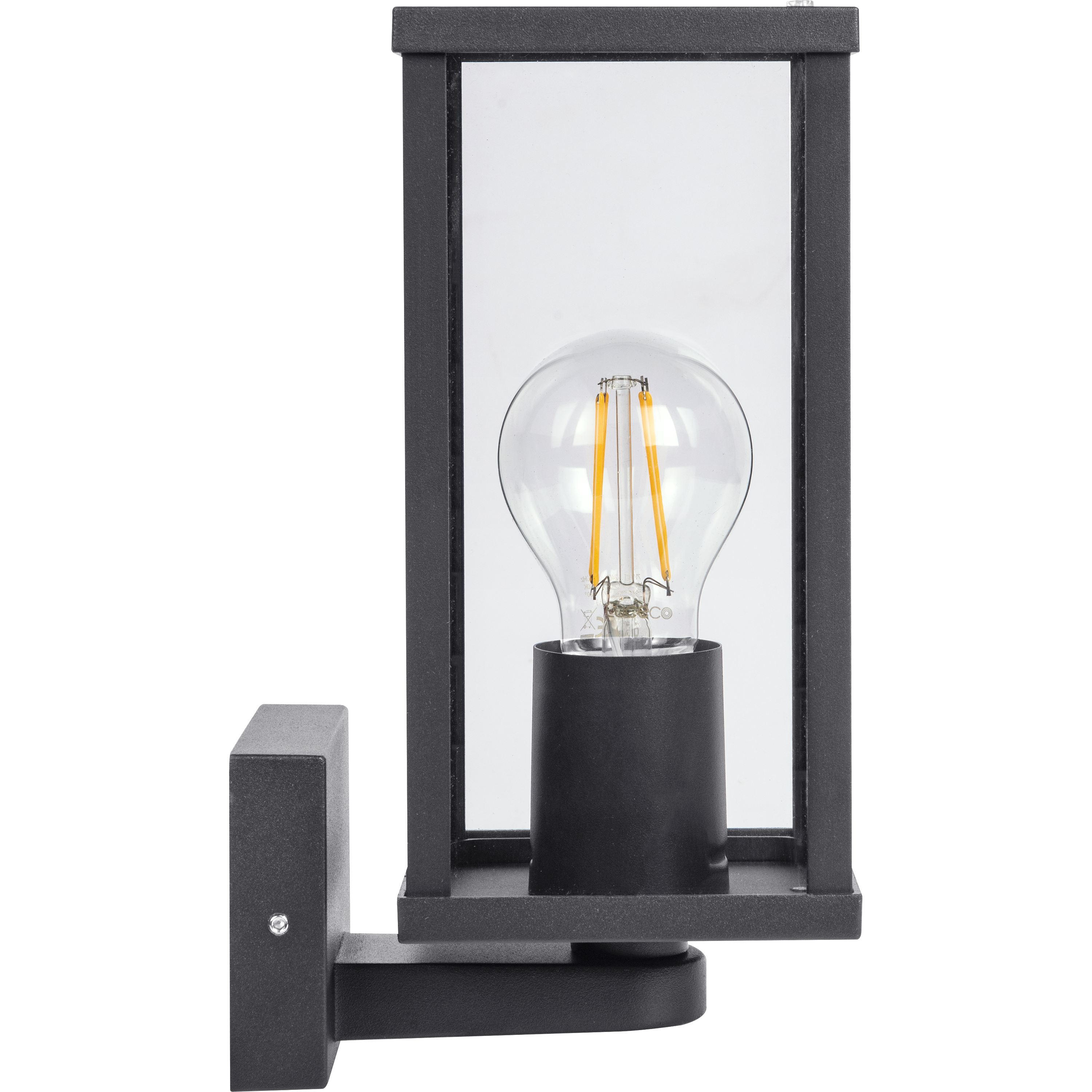 Exterior Decorative Wall Glass Lantern Top/Bottom Arm IP44 E27 Lamp included Slate Grey