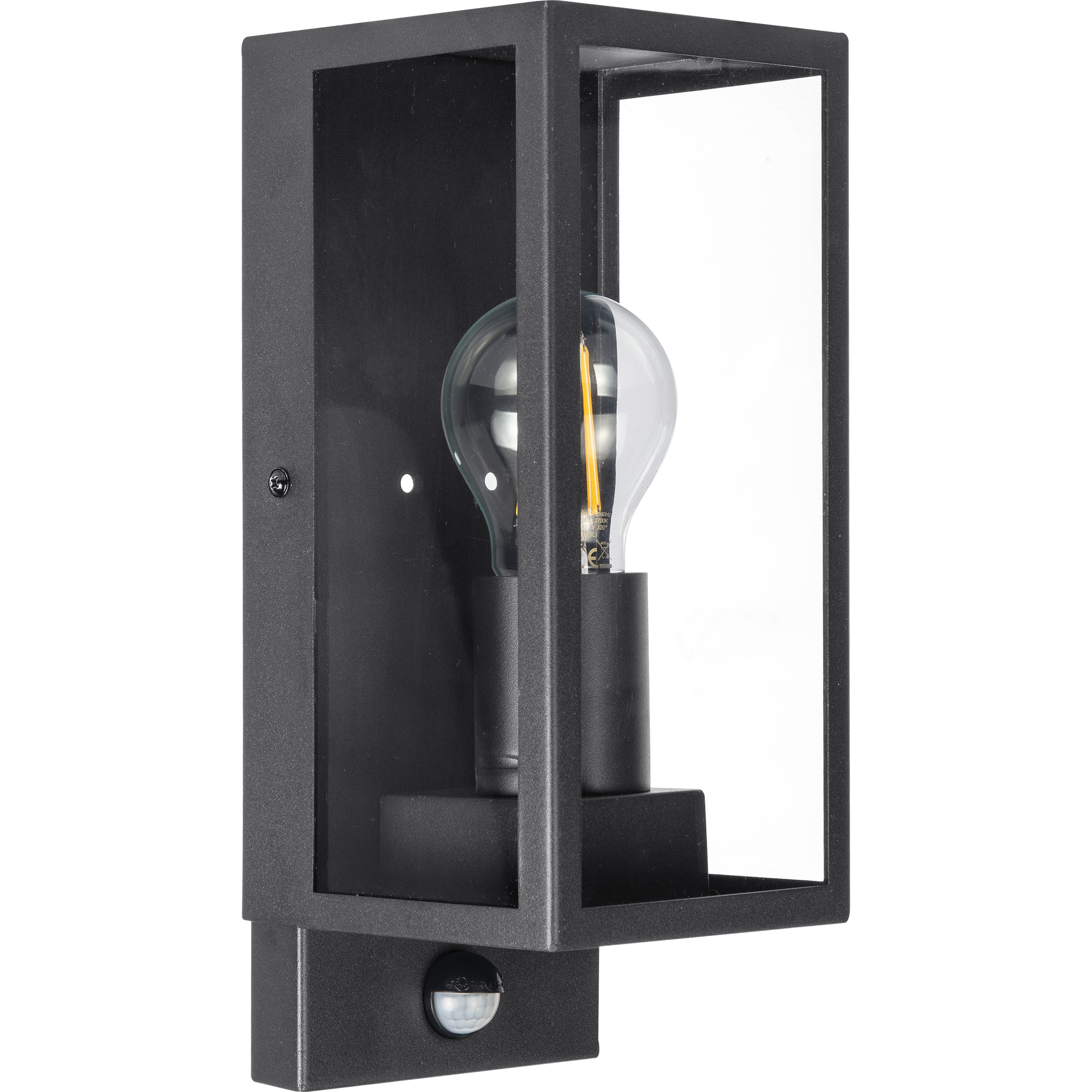 Exterior Decorative Wall Glass Lanten Single with PIR motion Sensor IP44 E27 Lamp included Slate Grey