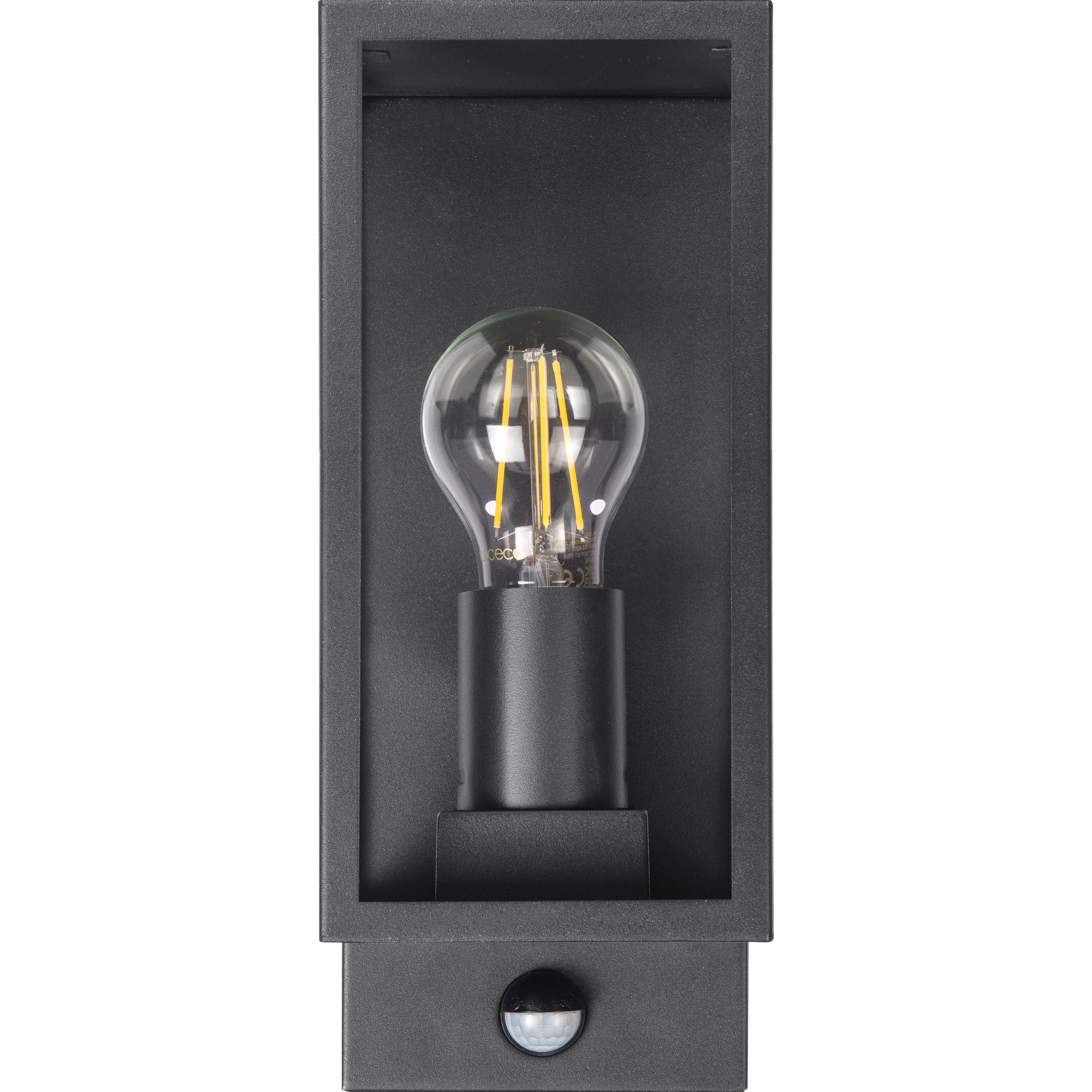 Exterior Decorative Wall Glass Lanten Single with PIR motion Sensor IP44 E27 Lamp included Slate Grey
