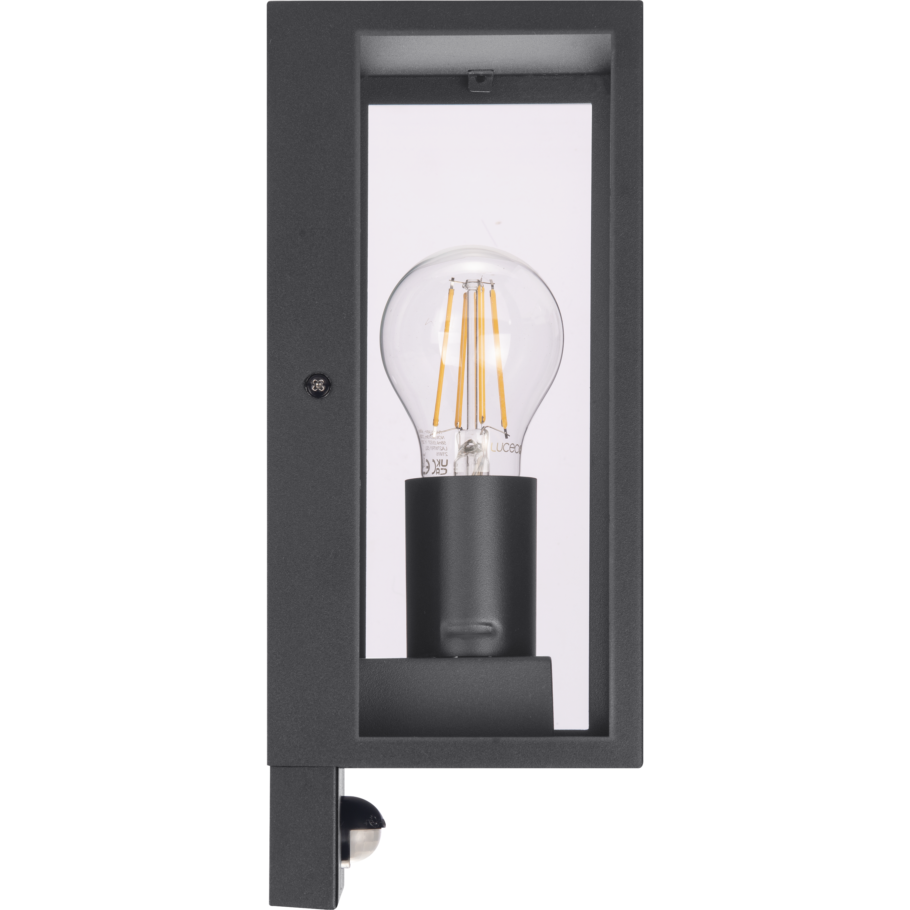 Exterior Decorative Wall Glass Lanten Single with PIR motion Sensor IP44 E27 Lamp included Slate Grey