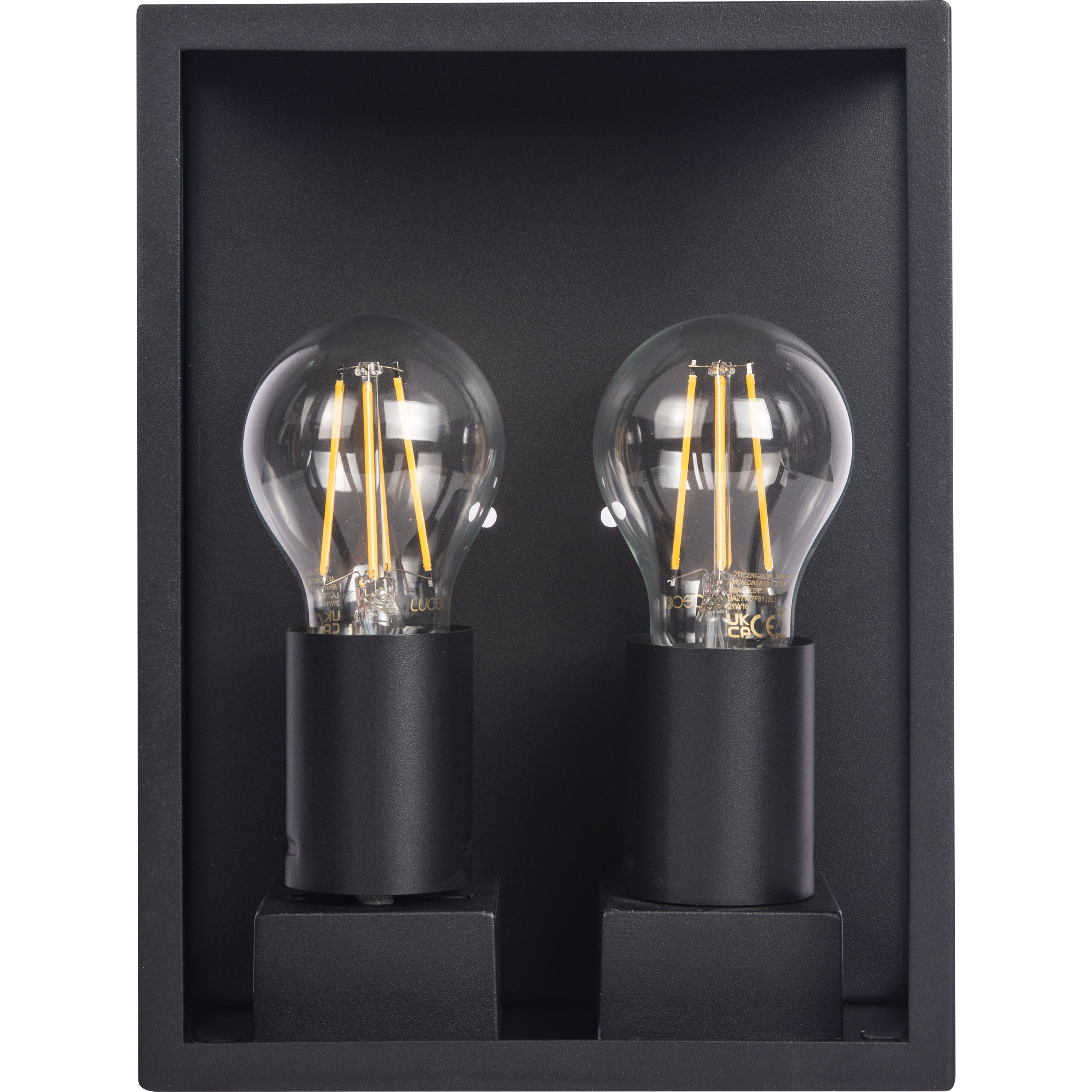 Exterior Decorative Wall Glass Lanten Twin IP44 E27 Lamp included Black