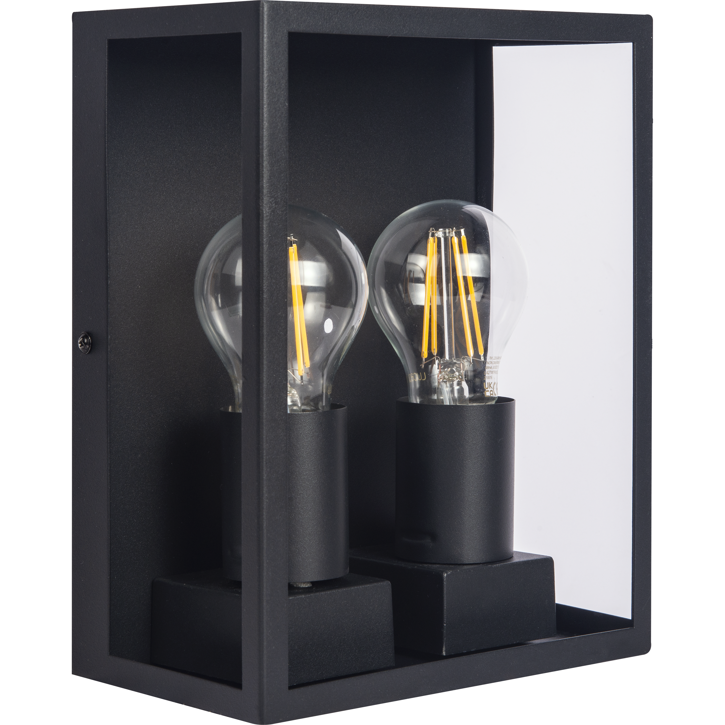 Exterior Decorative Wall Glass Lanten Twin IP44 E27 Lamp included Black