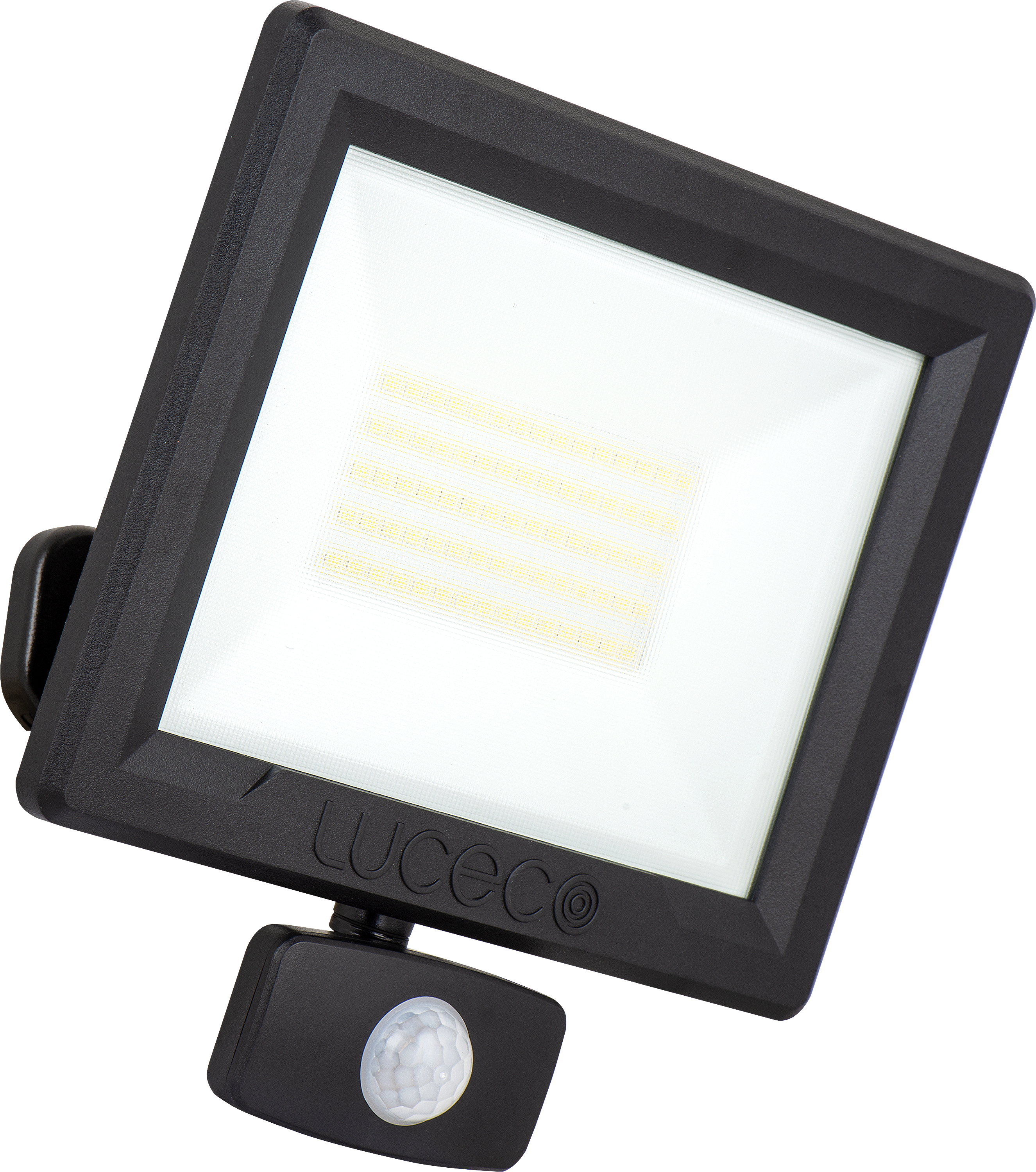 Essence floodlight with ball joint 50W black 4000k colour temp with PIR