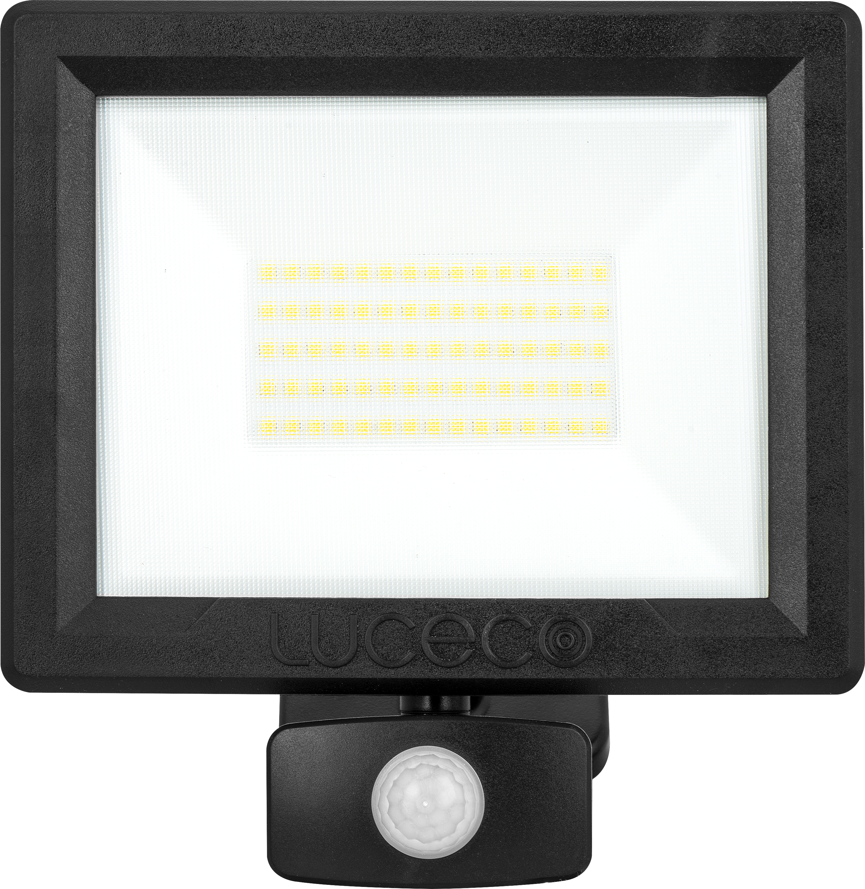 Essence floodlight with ball joint 50W black 4000k colour temp with PIR