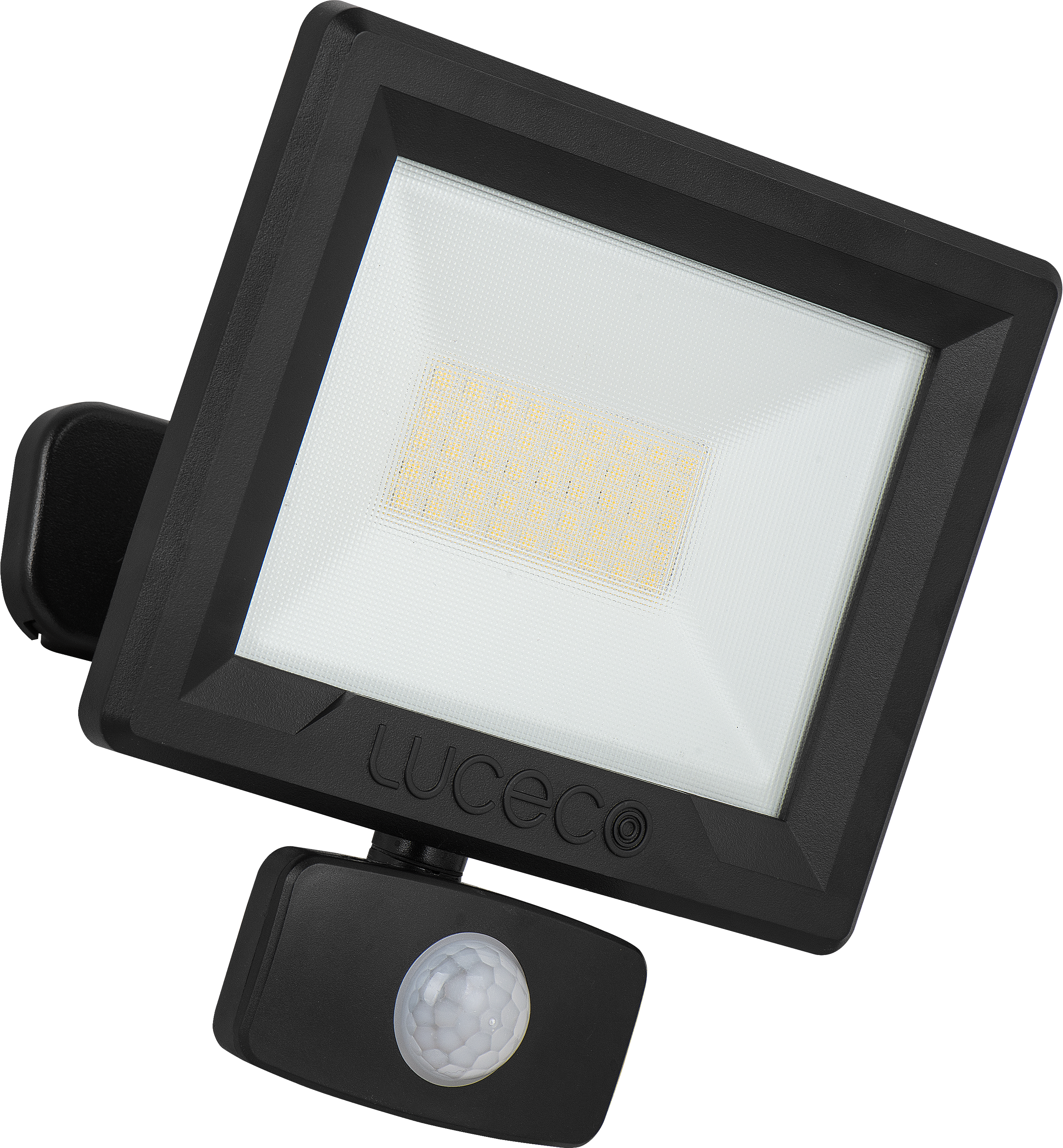 Essence floodlight with ball joint 30W black 4000k colour temp with PIR