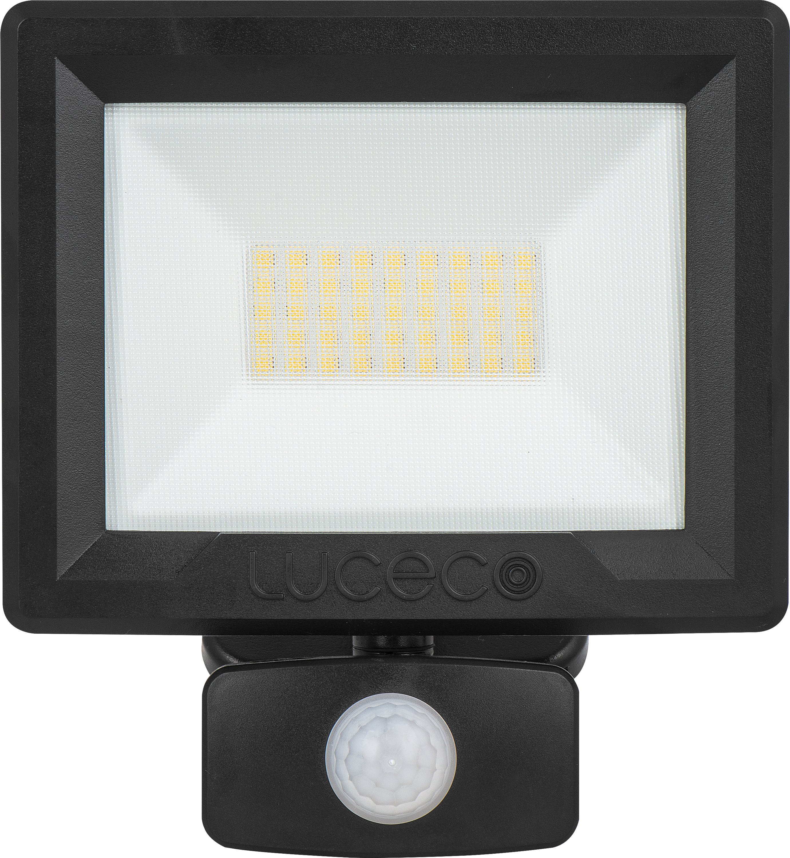 Essence floodlight with ball joint 30W black 4000k colour temp with PIR