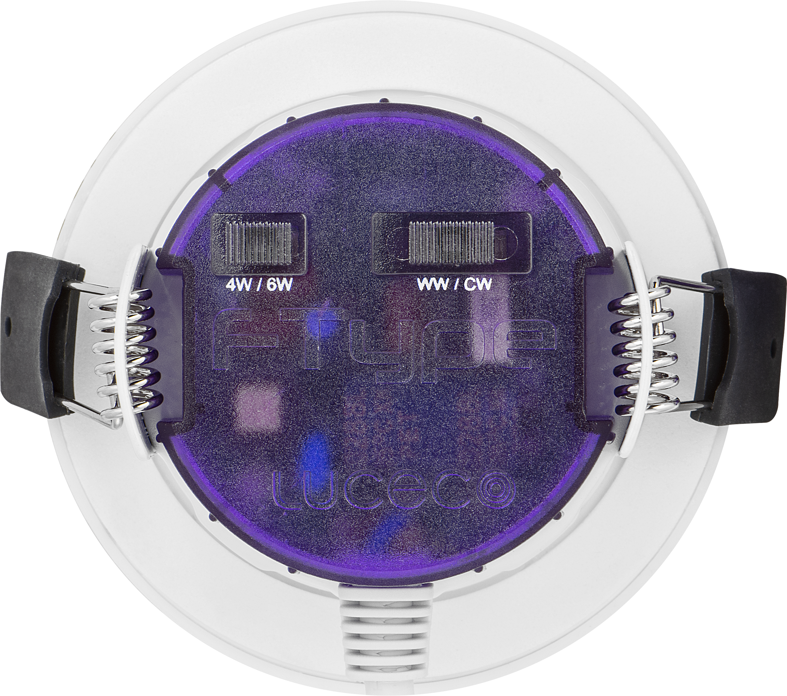 FType Ultra Fire Rated Downlight 4W/6W 690lm Power Change & CCT Change 3000K / 4000K Dim2Warm Dimmable IP65 White - Regressed