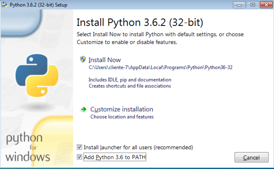 Imagen de instalacion python