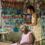 Grandmother hair combing