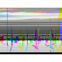 Abstract digital art with colorful vertical lines and streaks against a muted background