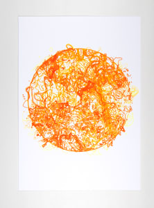Abstract orange and yellow circular design resembling a sun