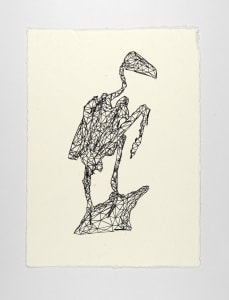 Abstract wireframe illustration of a bird on a textured paper background