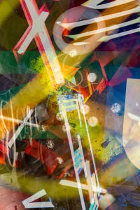 Overlapping images of light up signage
