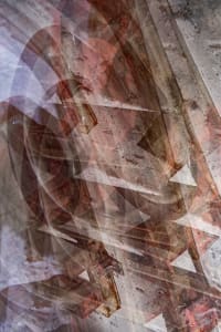 Angular shapes on a dark red background