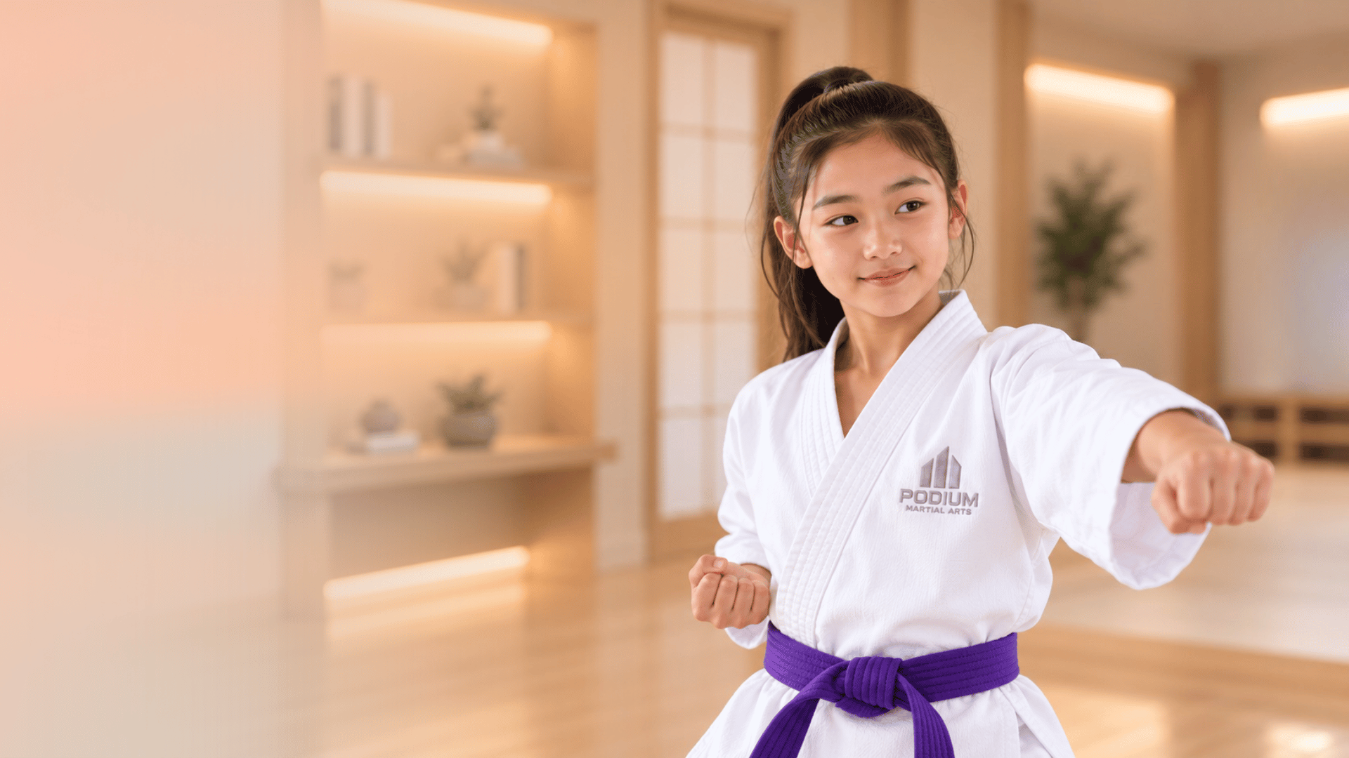 Young martial arts student training at Podium Martial Arts