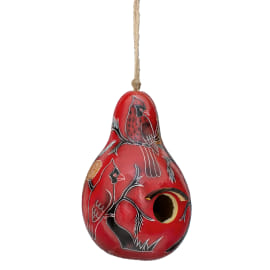 gourd birdhouse cardinals on a branch