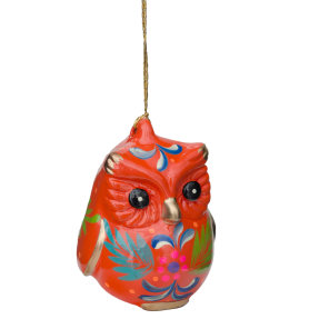 confetti owl ceramic ornament