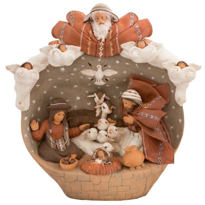 Holy trinity ceramic nativity