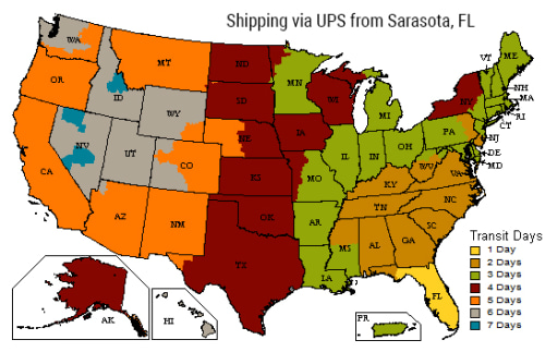 shipping times map