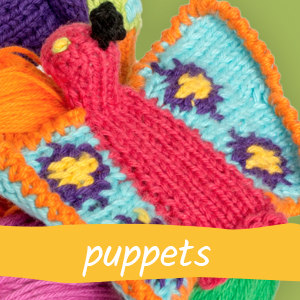hand knitted puppets