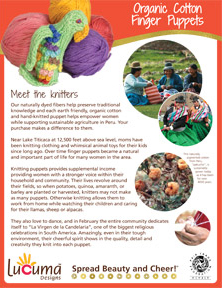 Organic Cotton Finger Puppets Story Sheet