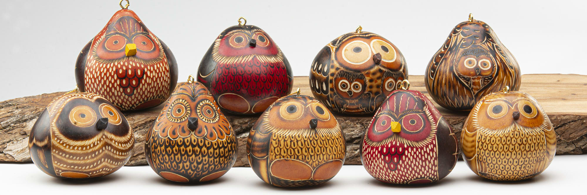 gourd ornaments owl mix