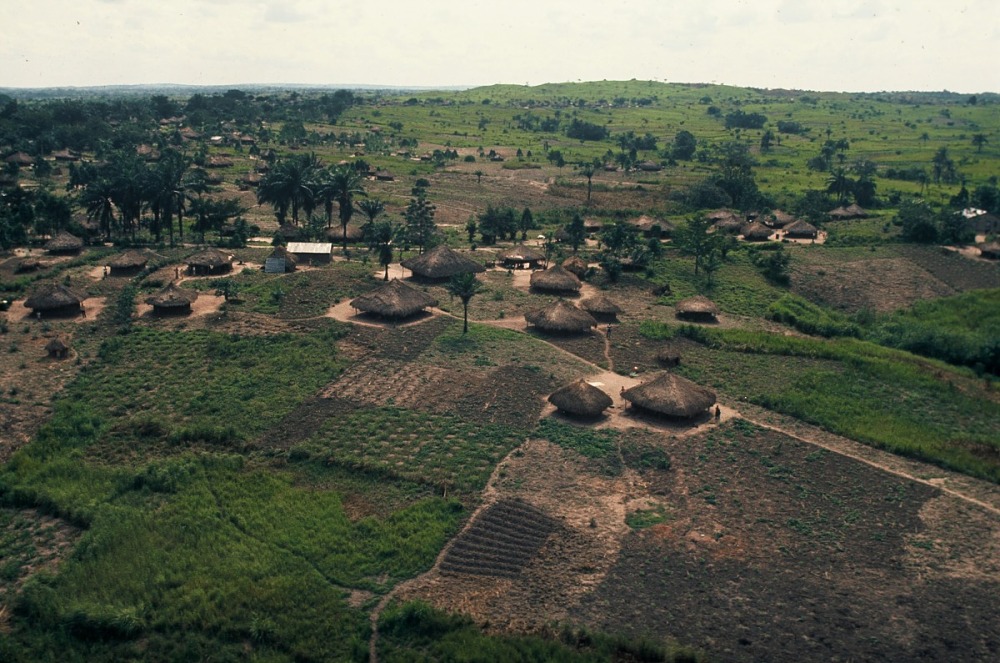 Traditional village among the Luba people