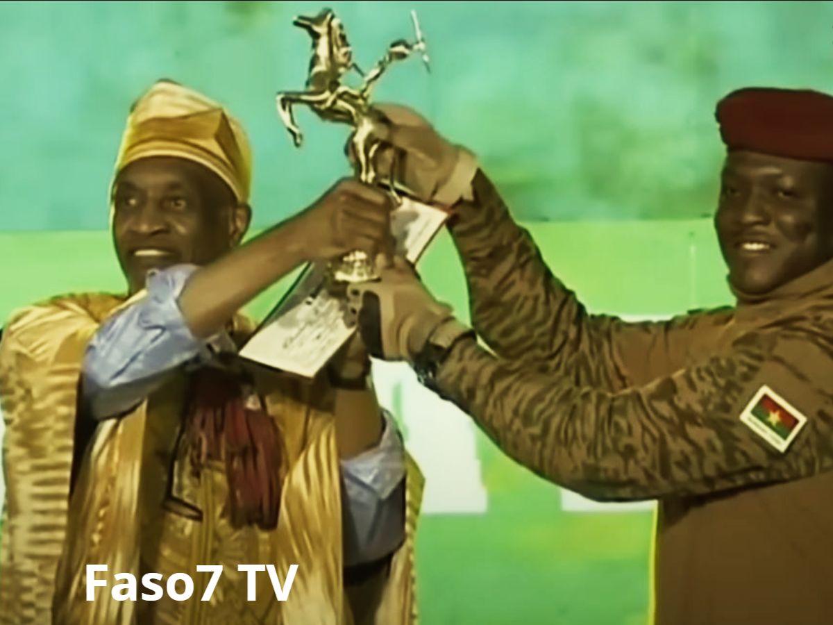 Burkina Faso President Ibrahim Traore and filmmaker Dani Kouyate at the 2025 FESPACO Awards
