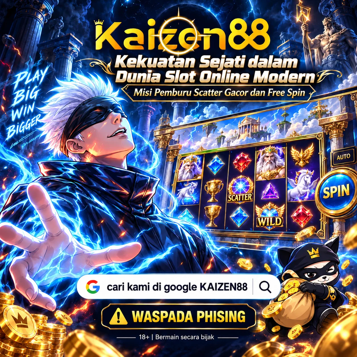 Visual promosi KAIZEN88 dengan tema game online