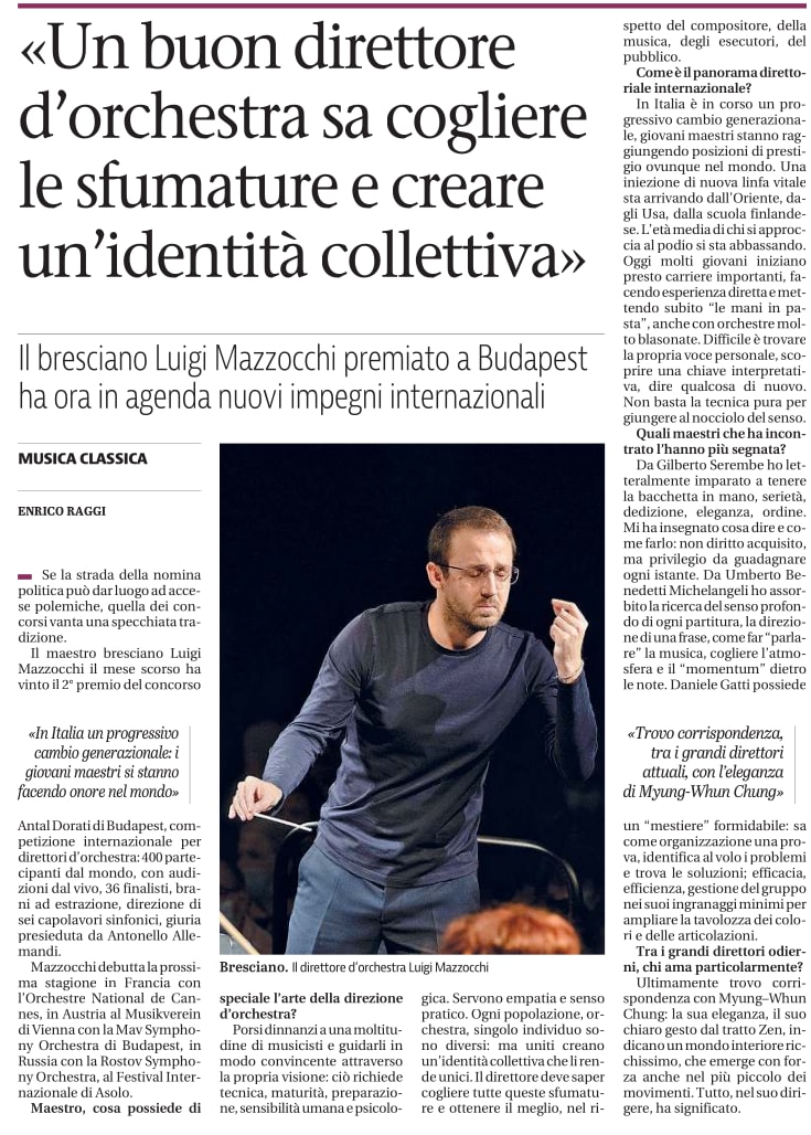 Luigi Mazzocchi interview on Giornale di Brescia, December 2025