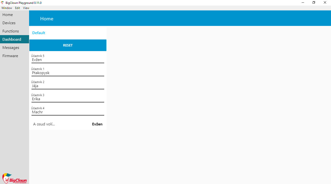 show dashboard Node-RED / HARDWARIO Playground