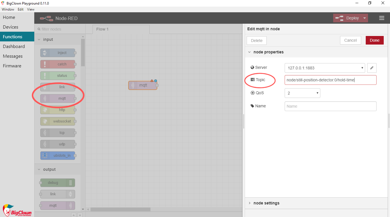 MQTT node and topic