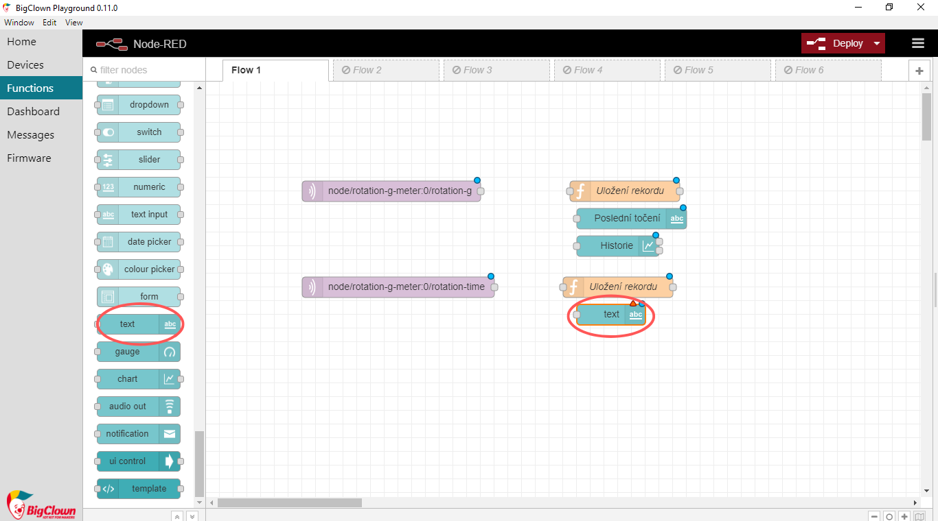 Dashboard text node
