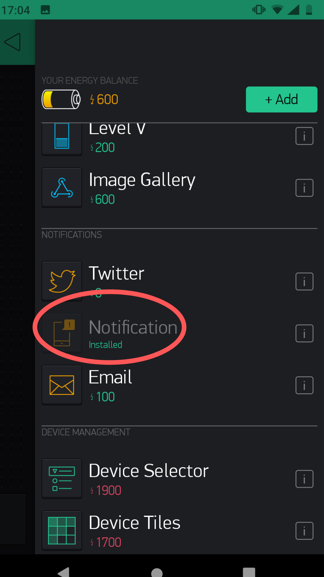 Add Blynk Notification node