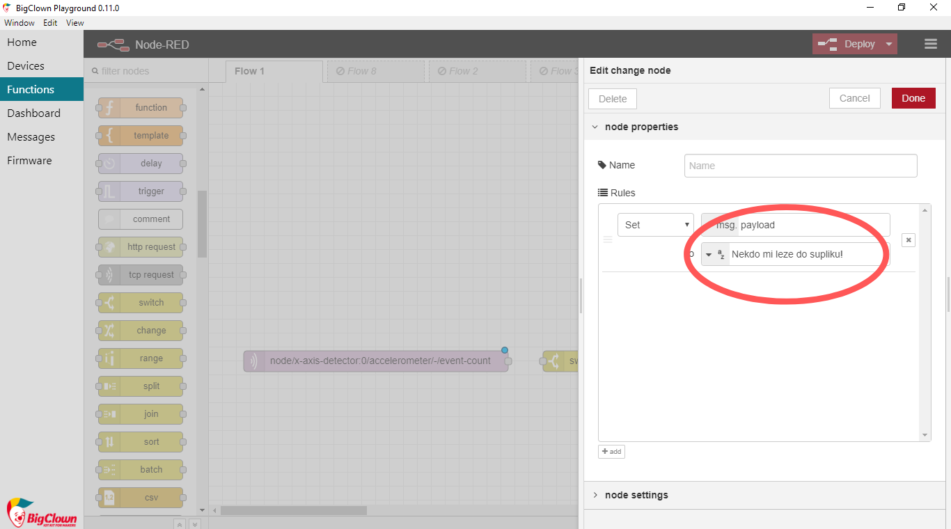 Set the message for mobile app