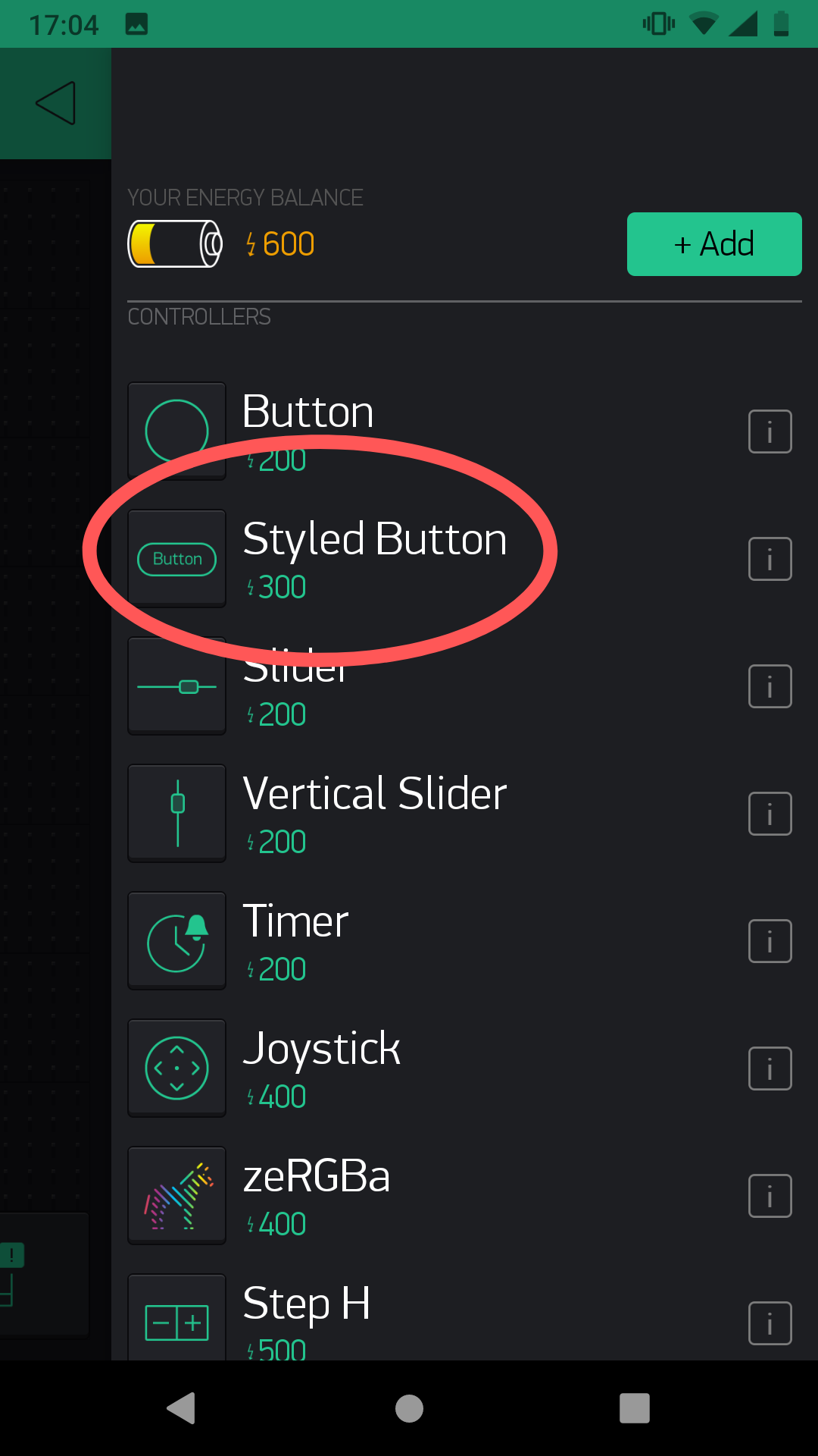 Add style button to blynk app