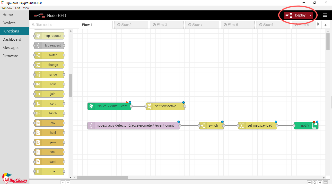 Deploy your flow in Node-RED | HARDWARIO Playground