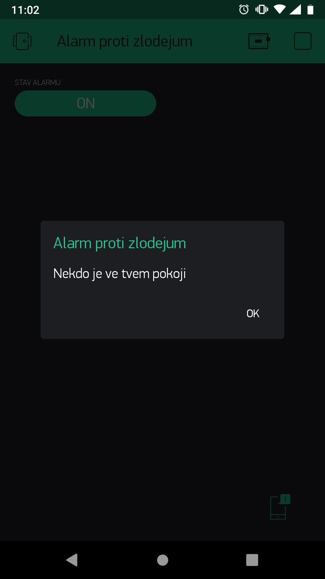 upozornění v mobilu