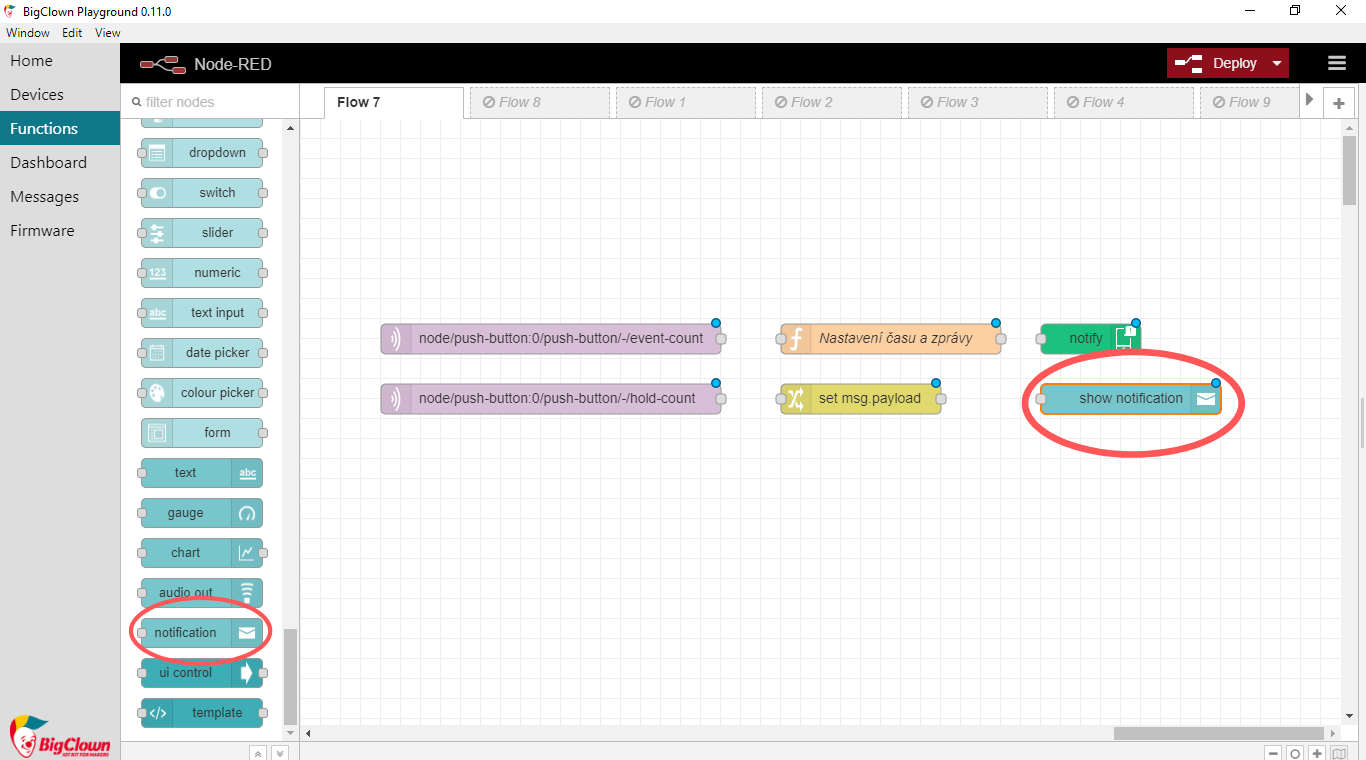 Notification node