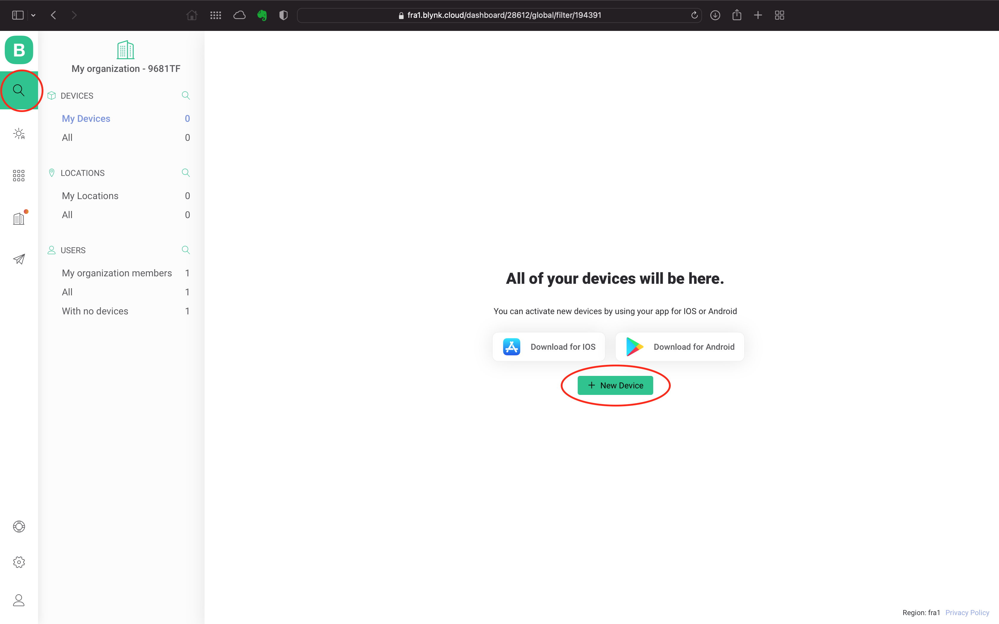 Blynk IoT - new device