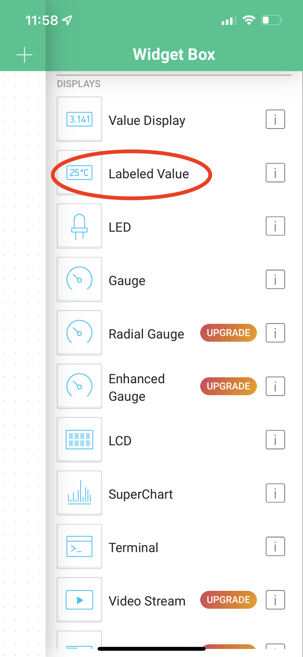 Blynk IoT mobile dashboard